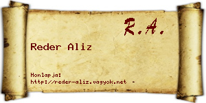 Reder Aliz névjegykártya